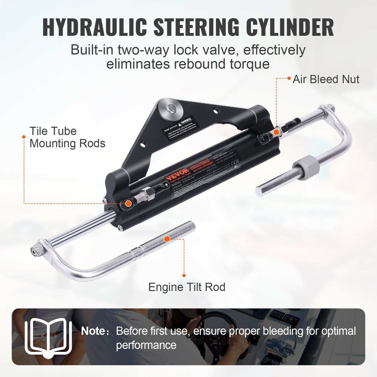 VEVOR Hydraulic Outboard Steering Kit, 150HP, Marine Boat Hydraulic Steering System, with Helm Pump Two-Way Lock Cylinder and 731.5 cm Hydraulic Steering Hose, for Single Station Single-Engine Boats