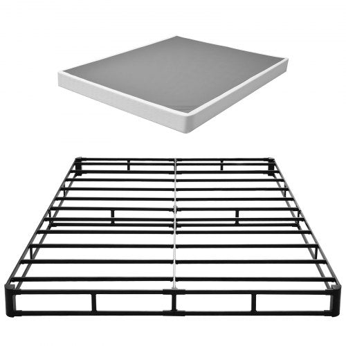 VEVOR Box Spring, Queen Size Bed Frame with Washable Fabric Cloth, Heavy Duty Metal Frame for Queen Bed, 130 mm Mattress Foundation, 1587.57 kg Max Weight Capacity, Easy Assembly, 2010 x 1515 x 130 mm