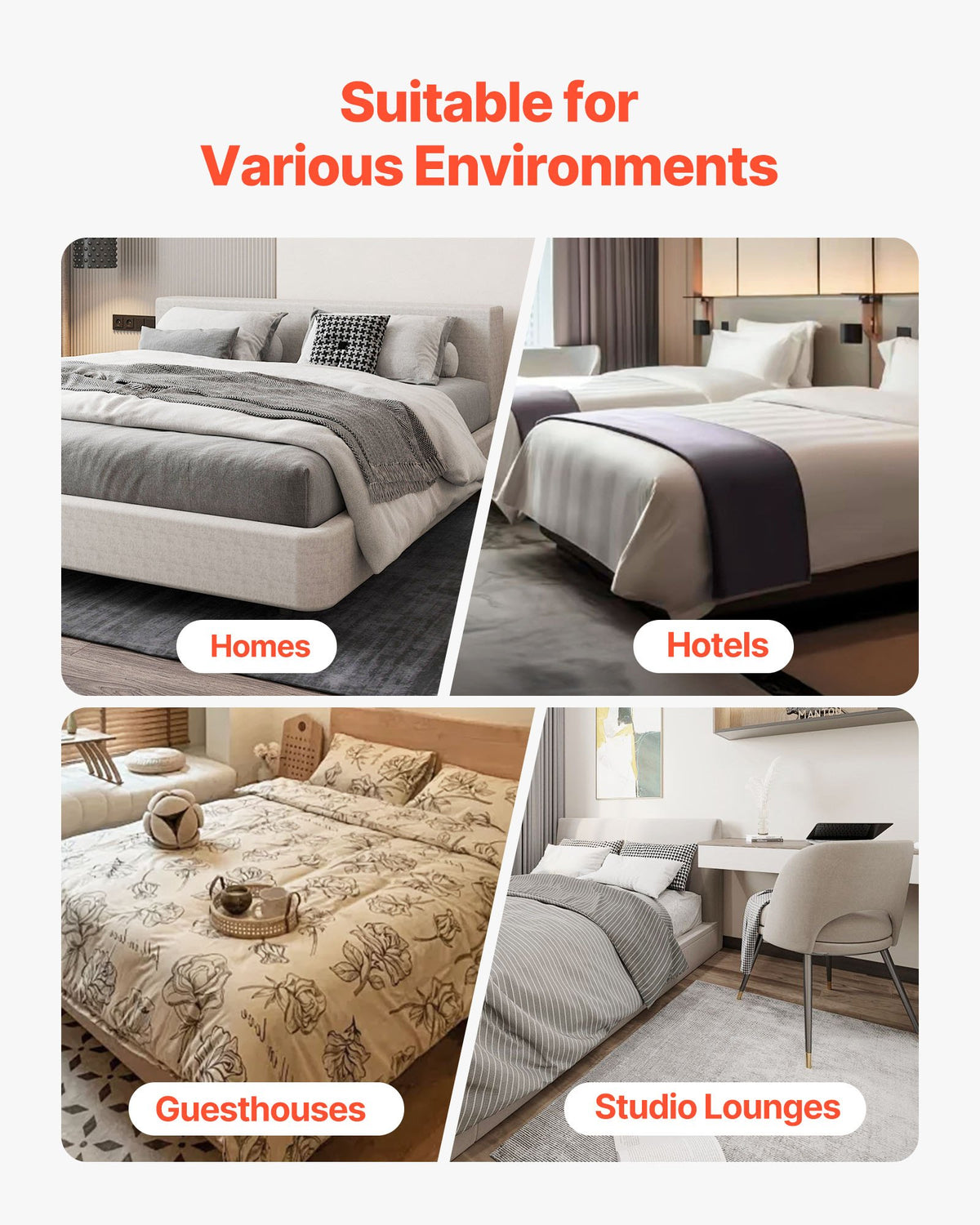 VEVOR Box Spring, Queen Size Bed Frame with Washable Fabric Cloth, Heavy Duty Metal Frame for Queen Bed, 130 mm Mattress Foundation, 1587.57 kg Max Weight Capacity, Easy Assembly, 2010 x 1515 x 130 mm