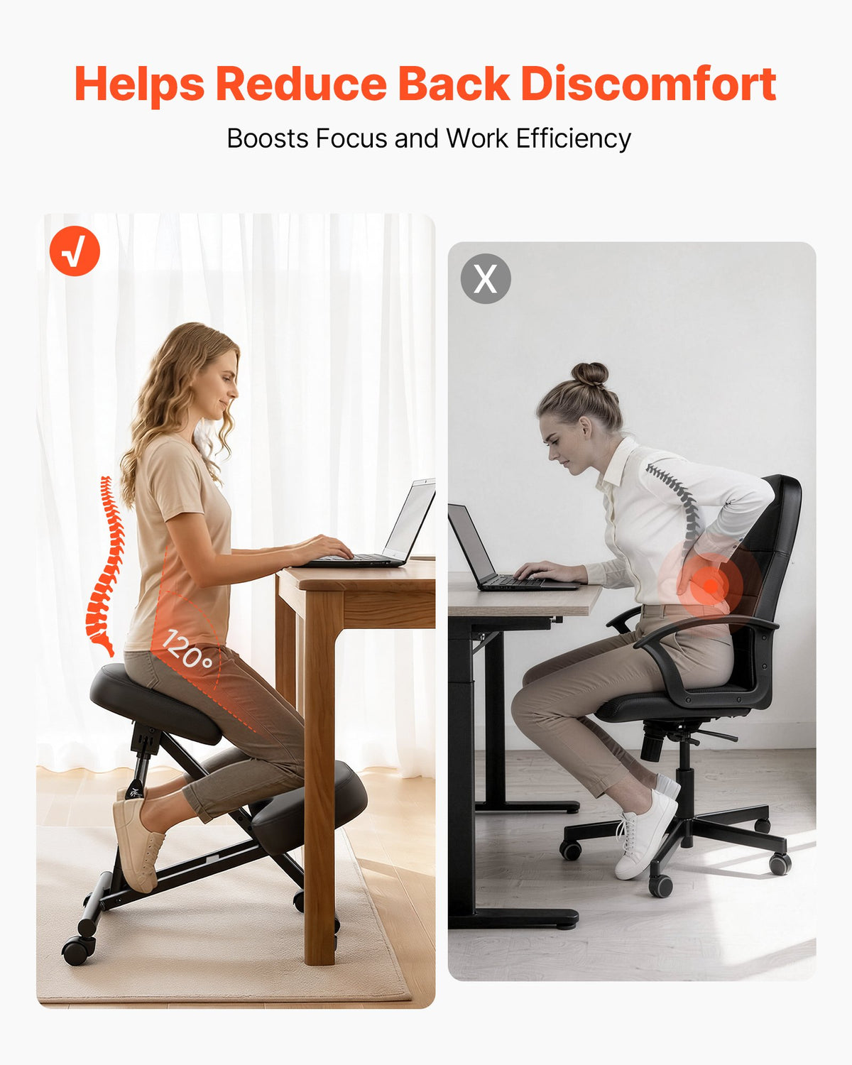 VEVOR Ergonomic Kneeling Chair with Wheels