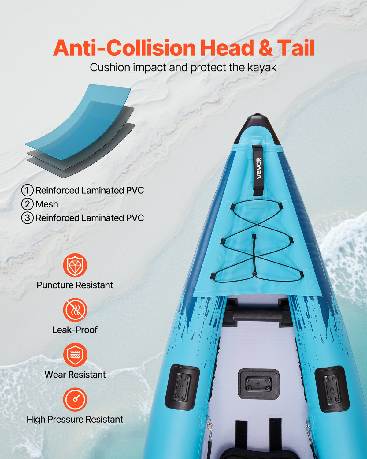 VEVOR Inflatable Kayak, 2-Person Inflatable Recreational Kayak 318kg Capacity, Leak & Puncture-Resistant with Padded Seat, PVC Drop-Stitch Floor, 2 Paddles, Hand Pump & Carry Bag for Fishing Camping