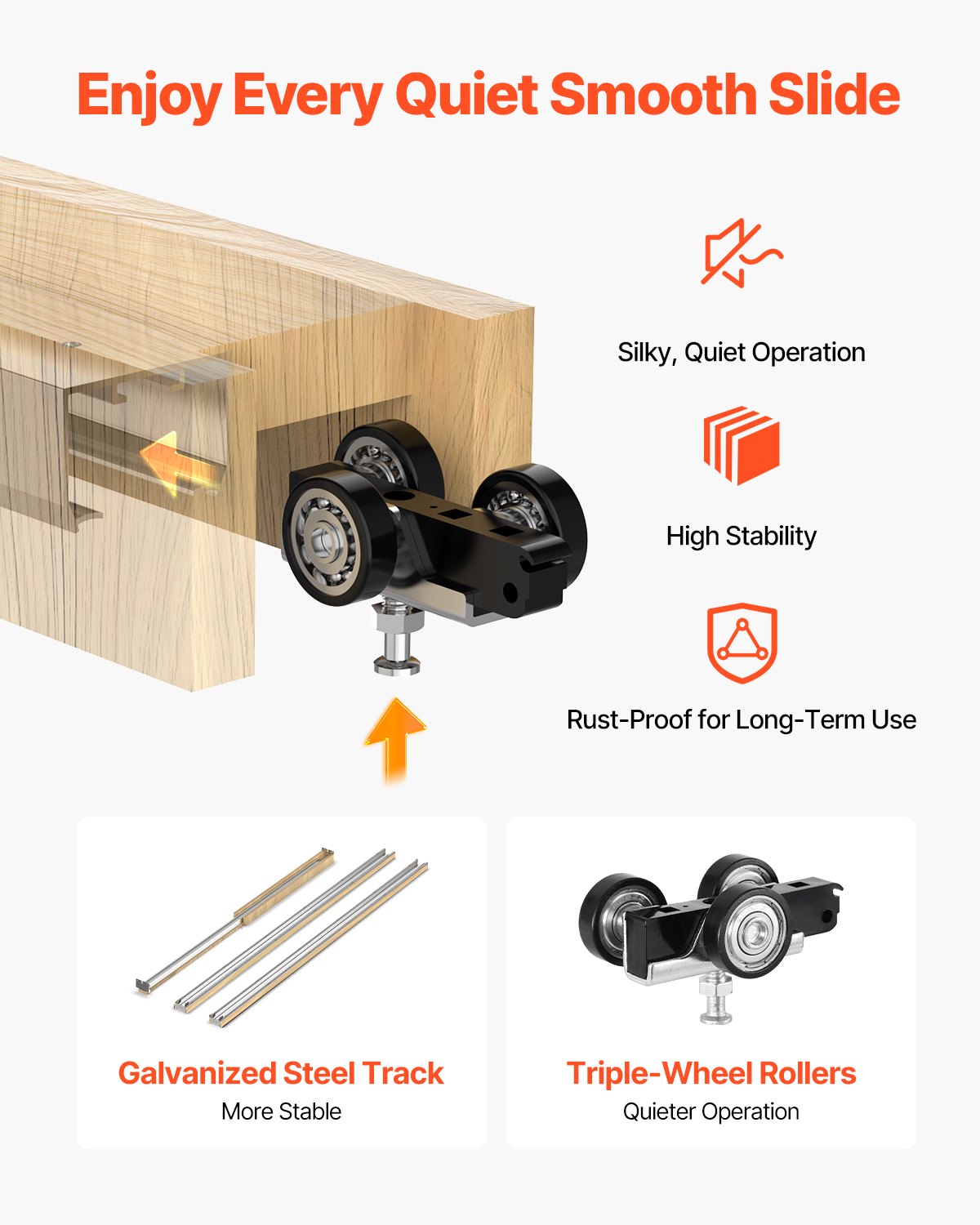 VEVOR Pocket Door Frame Kit 812.8 mm Pocket Door Kit Steel-Wrapped Studs, For Home Doors, Two-Way Soft Close Mechanism, Smooth & Quiet Sliding, Space-Saving Hidden Installation, Adjustable Width
