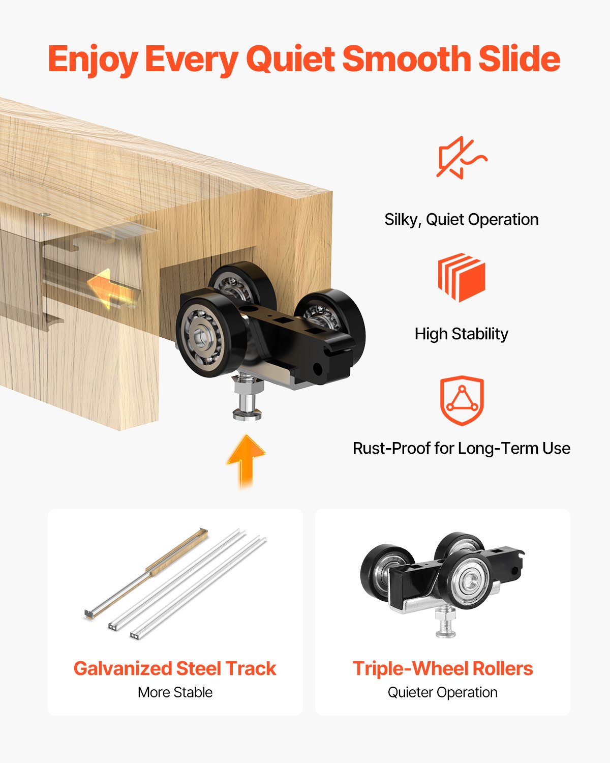 VEVOR Pocket Door Frame Kit, for 610-762mm Wide 2032mm High Door, Pocket Door Kit with Two-Way Soft Close Mechanism, Slide Smoothly Quietly, Easy to Install, Premium Galvanized Steel, for Living Room
