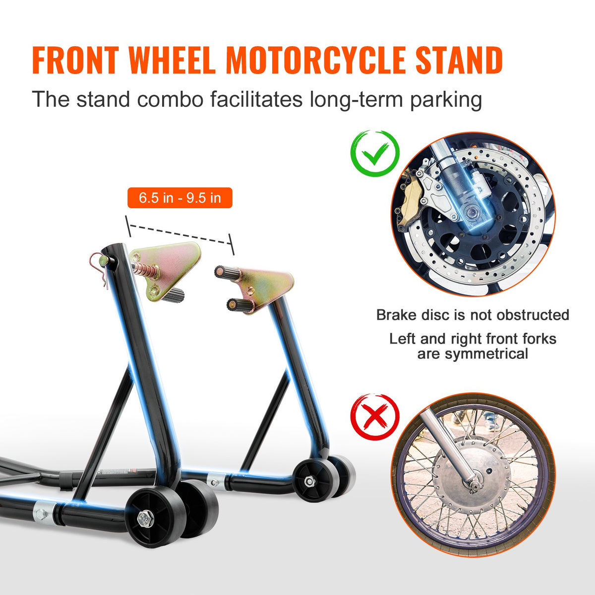 VEVOR Motorcycle Stand Lift, 0.39 Tons Front Rear Combo Stand Lift Stand, Front and Rear Wheel Fork Stand, U+L Fork Swingarm Spool, Compatible with Most Yamaha Honda Kawasaki Suzuki Motorcycles, Black