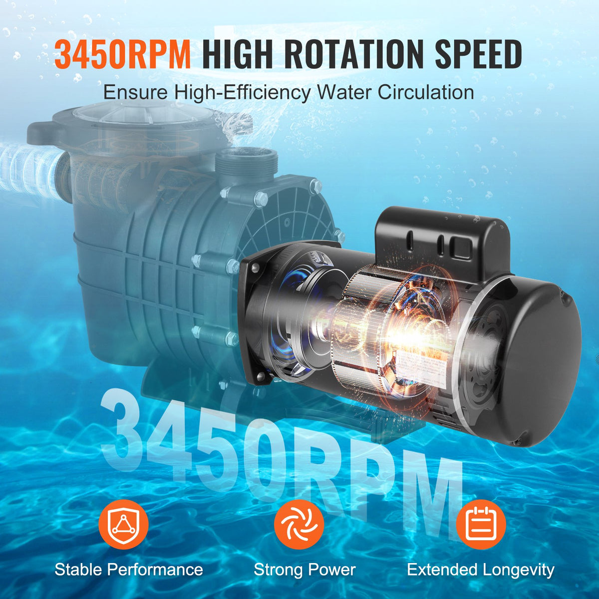 VEVOR 1 HP Pool Pump Motor