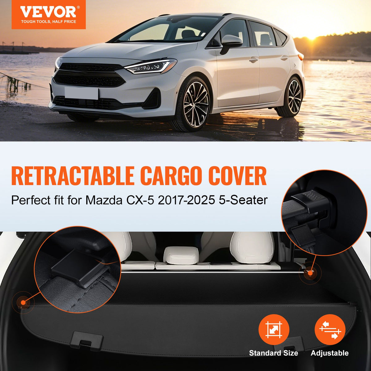 VEVOR Retractable Cargo Cover for Mazda