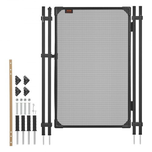 VEVOR Pool Fence Gate, 1.2 x 0.75 m Inground Swimming Pool Fences Gate, Outdoor Security Fencing Door Kit with Self-Closing and Self-Locking Design, 352 gsm Teslin PVC Mesh, Easy Installation, Black