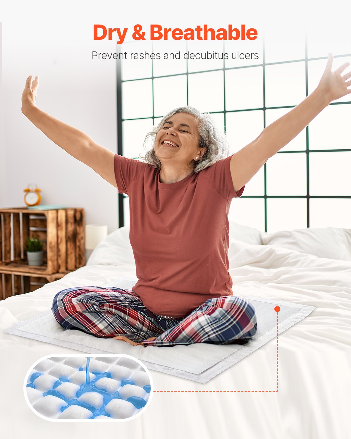 VEVOR Disposable Underpads, 30" x 36" Incontinence Bed Pads, Super Absorbent Chux Pads with 5-Layer Protection for Bed Sofa and Mattress, Protective Bedwetting Pad for Pet Adult Kid Elderly (70-Pack)