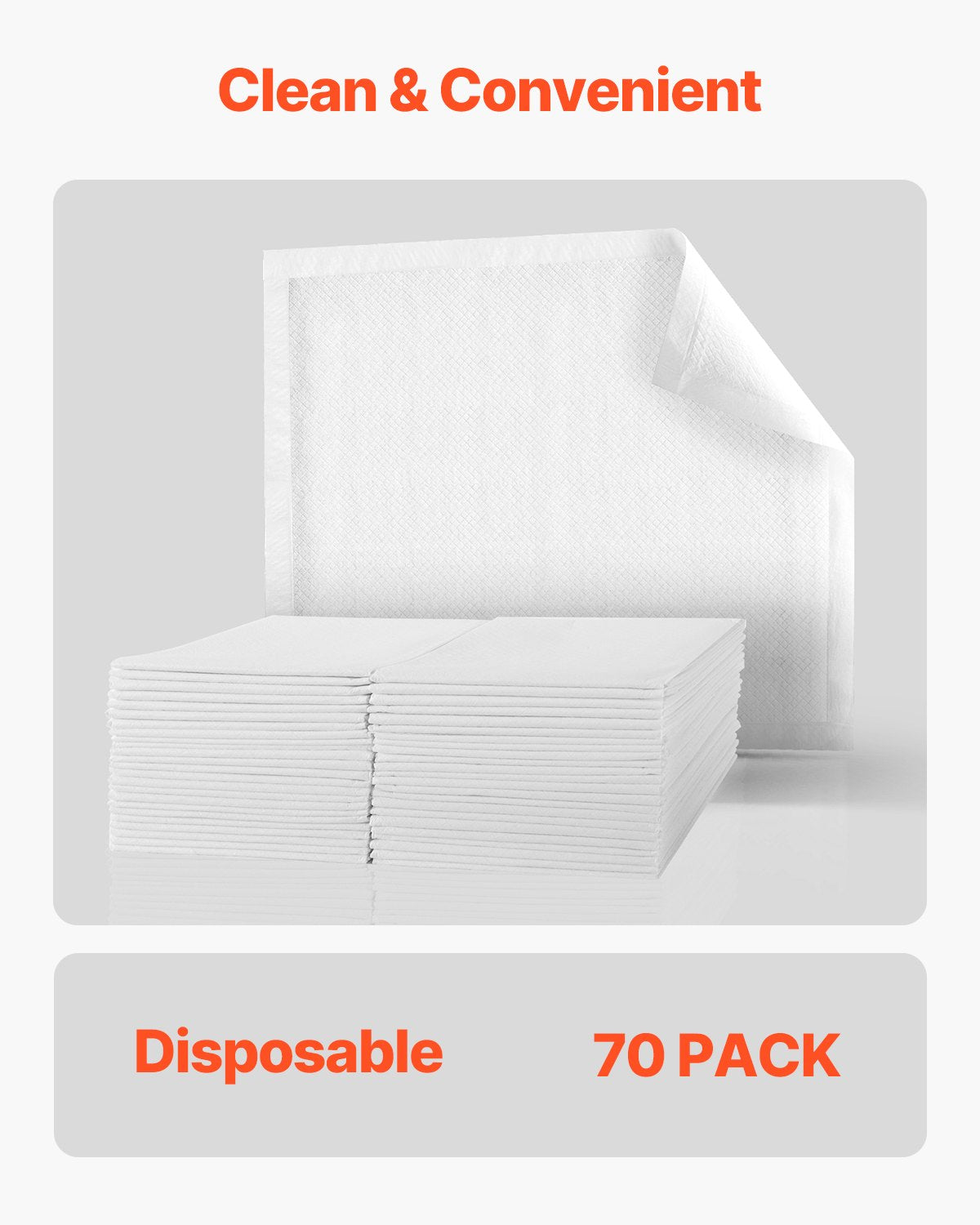 VEVOR Disposable Underpads, 30" x 36" Incontinence Bed Pads, Super Absorbent Chux Pads with 5-Layer Protection for Bed Sofa and Mattress, Protective Bedwetting Pad for Pet Adult Kid Elderly (70-Pack)