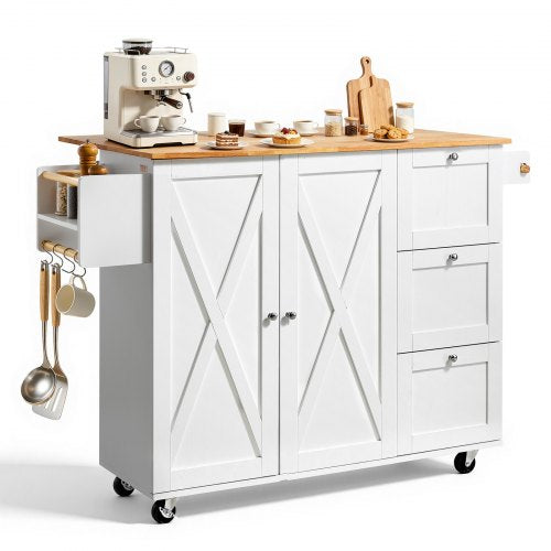 VEVOR Kitchen Island Cart with Solid Wood Top