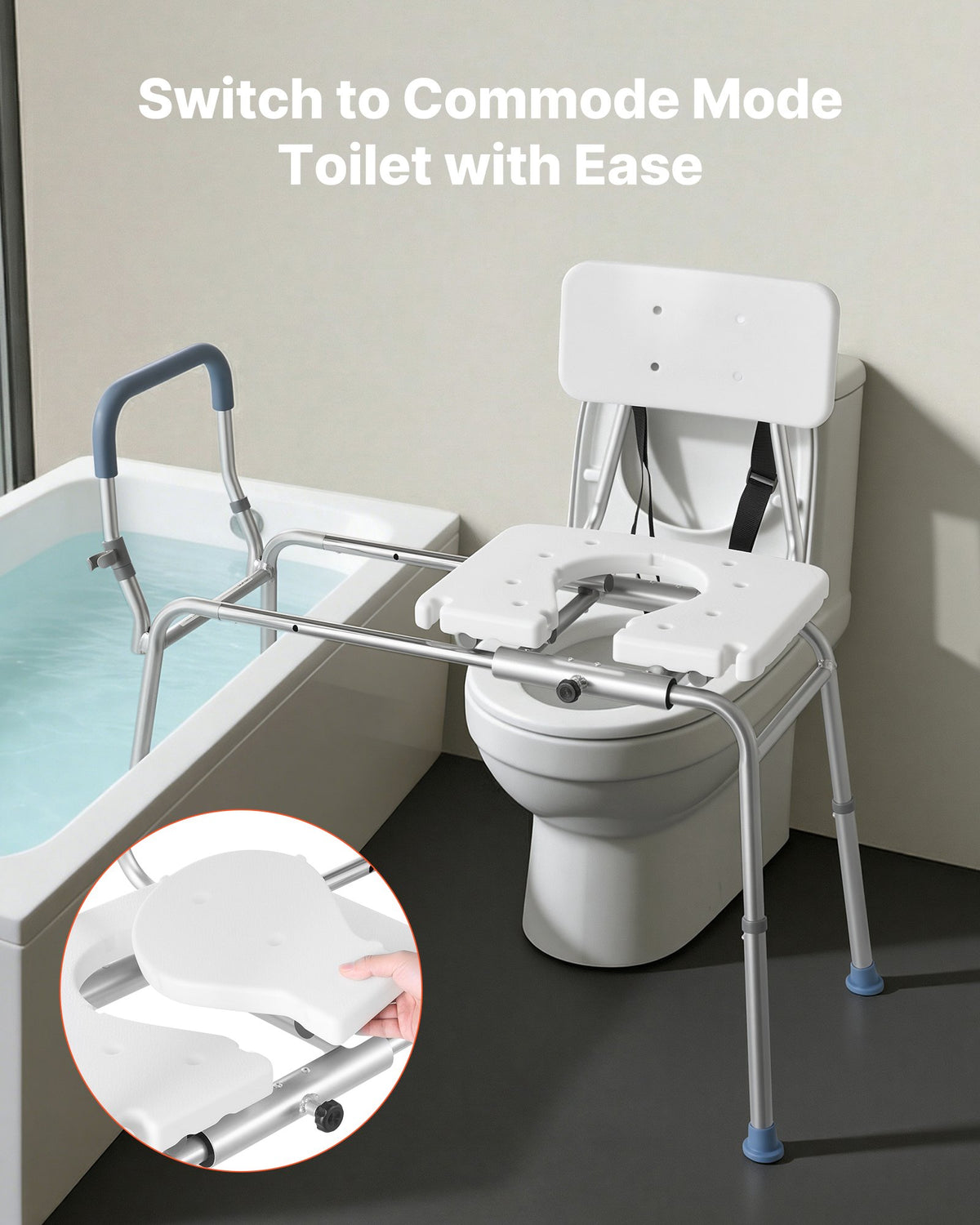 VEVOR Sliding Shower Chair, 400 lbs Capacity Tub Transfer Bench for Bathtub, Heavy Duty Shower Bench with Arms and Backrest, Height Adjustable Seat for Handicap, Adults, Seniors, Elderly and Disabled
