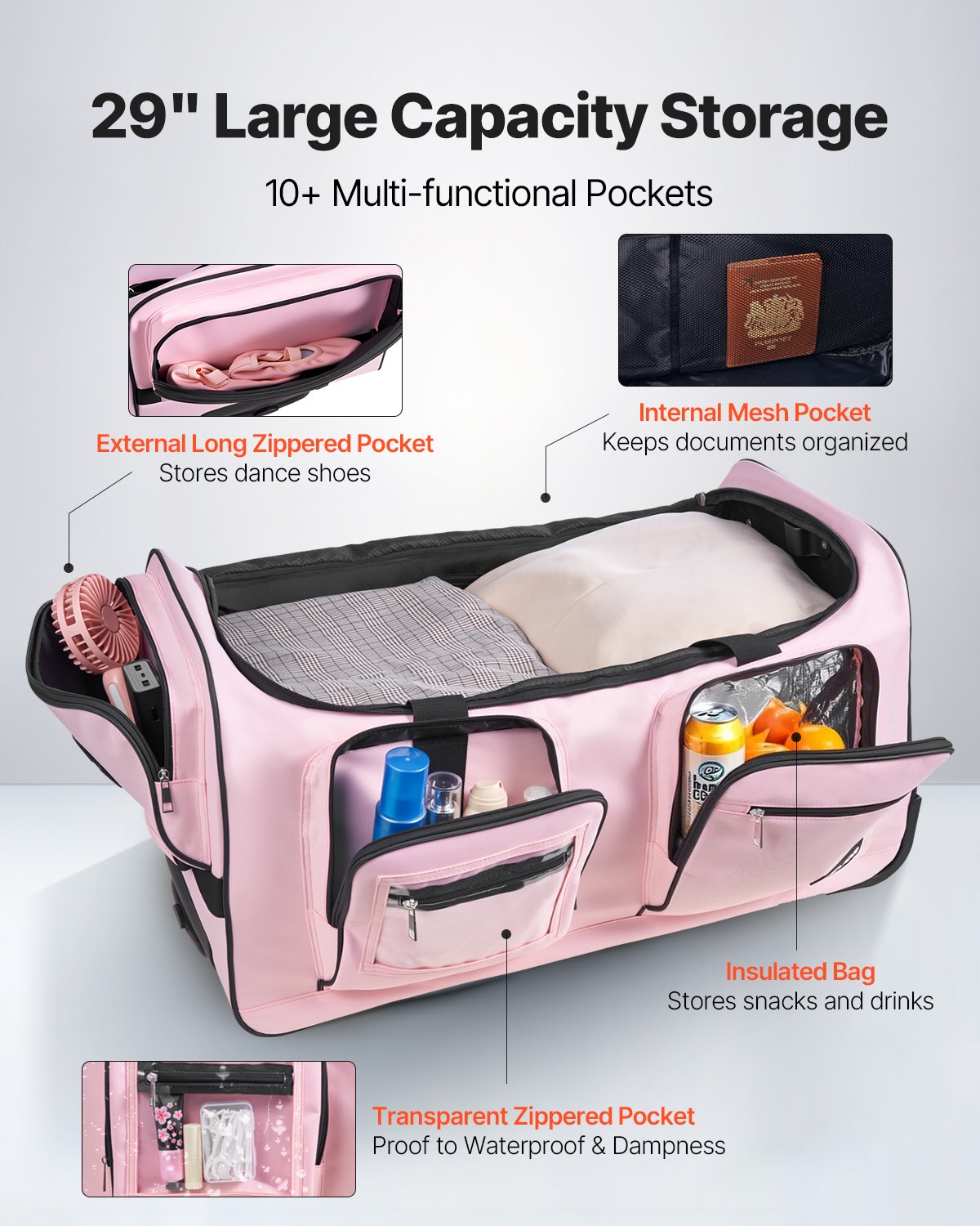 VEVOR Dance Bag with Garment Rack