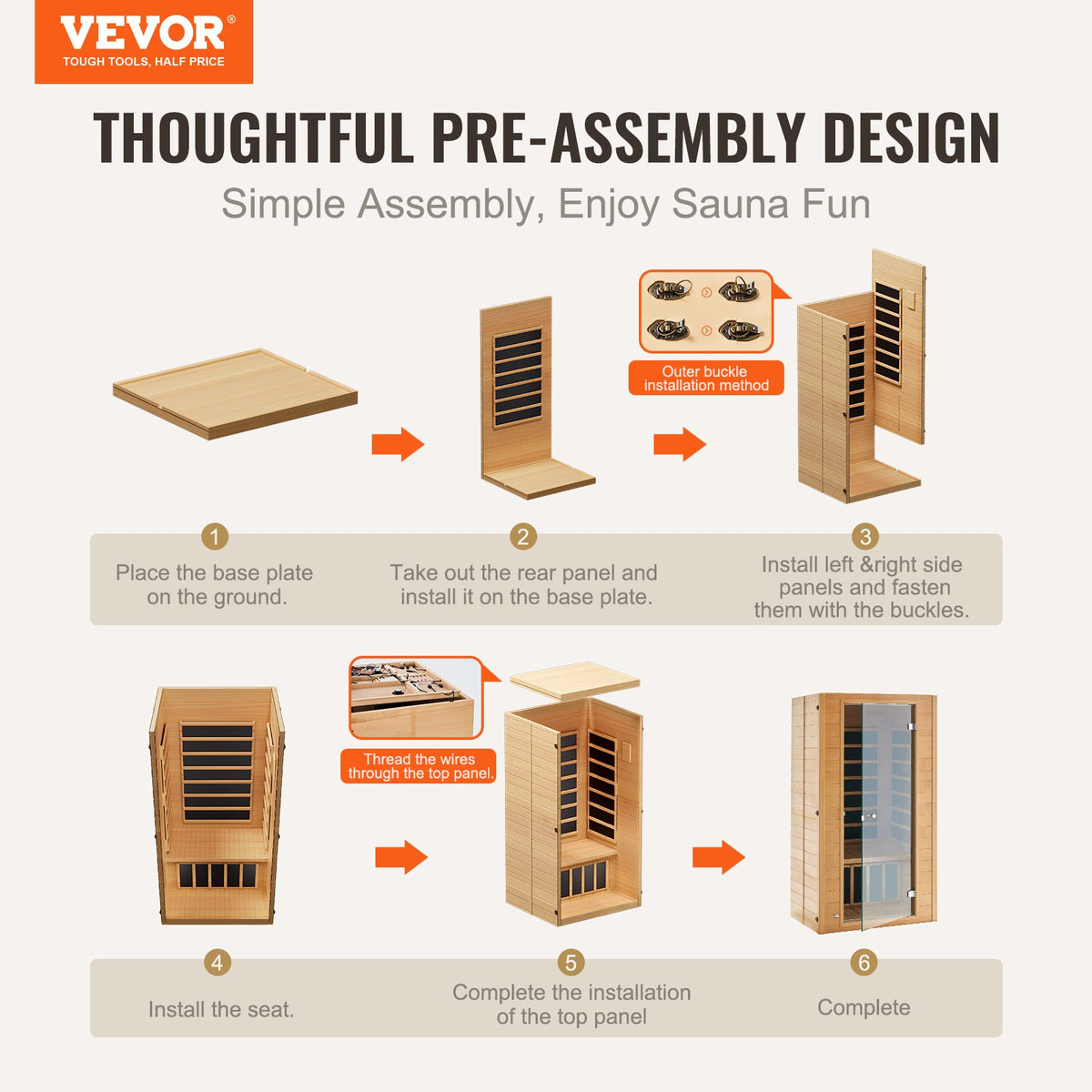 VEVOR Far Infrared Wooden Sauna
