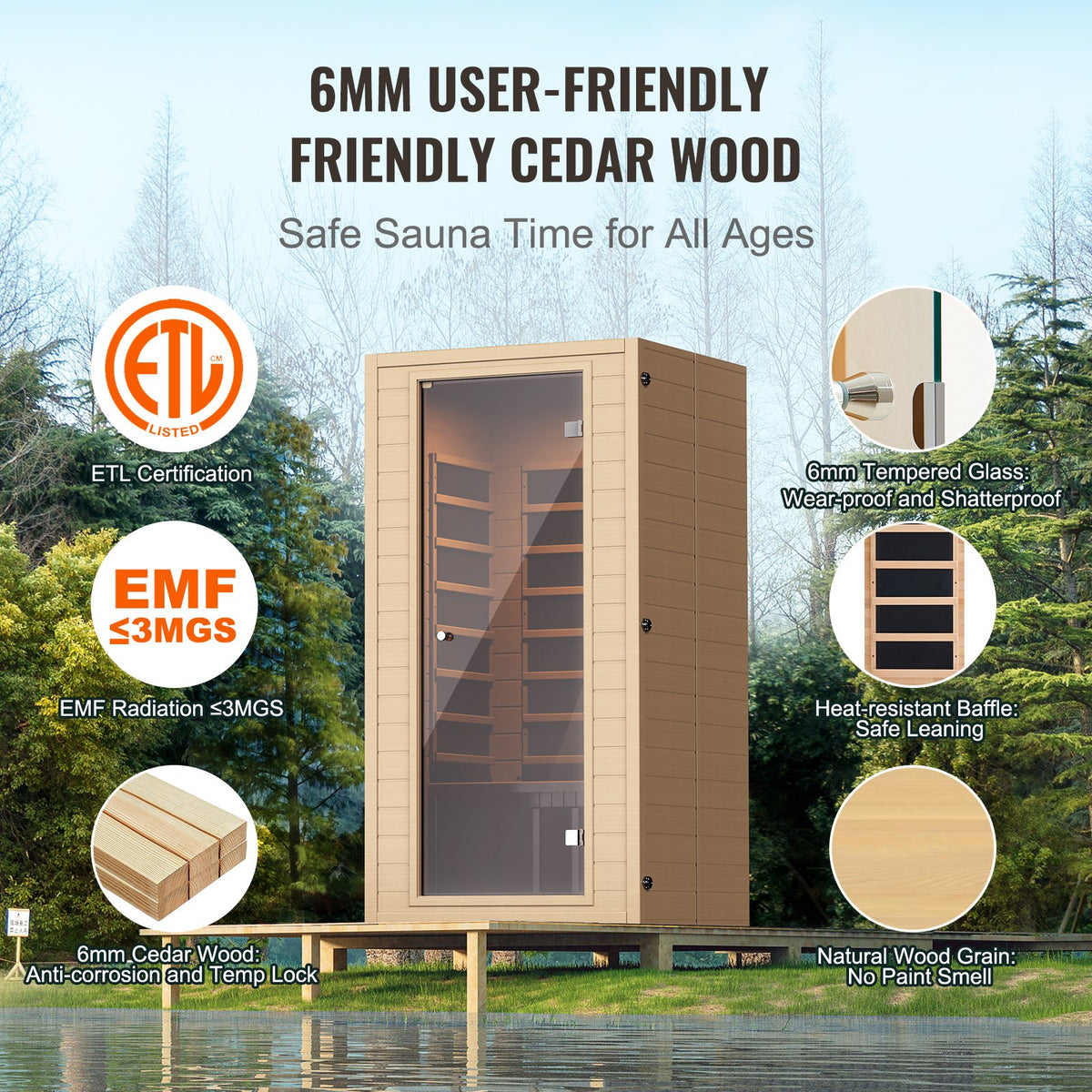 VEVOR Far Infrared Wooden Sauna