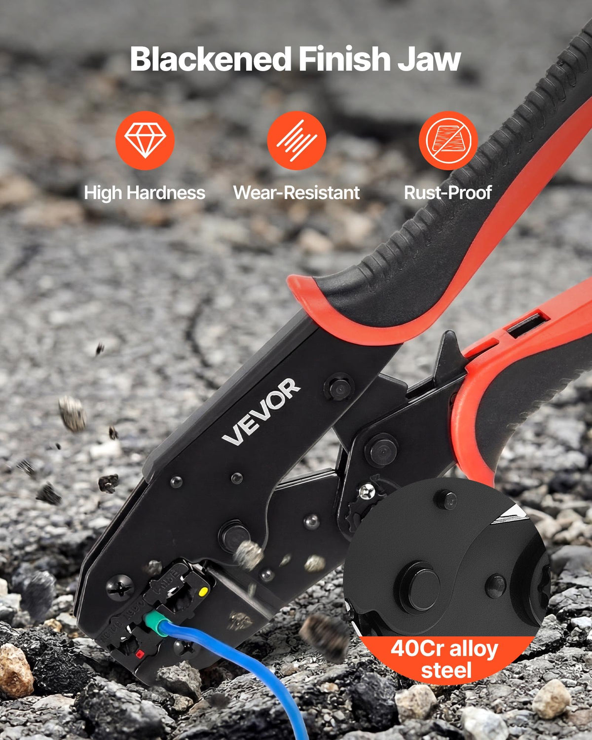 VEVOR Crimping Tool, 0.5-6 mm² Ratcheting Wire Crimper Tool, Labor-Saving Electrical Terminal Crimp Pliers with Clear Metric & AWG Markings, Quick Release, Adjustable Force for Multiple Terminals