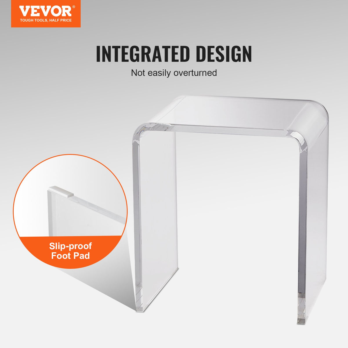 VEVOR Acrylic End Table, C-Shaped Lucite Side Table, Clear Acrylic Side Table for Drink, Food, Snack used in Living Room, Bedroom, and Study