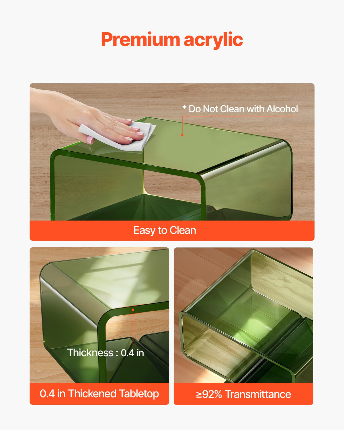 VEVOR Acrylic Nightstand Side Table