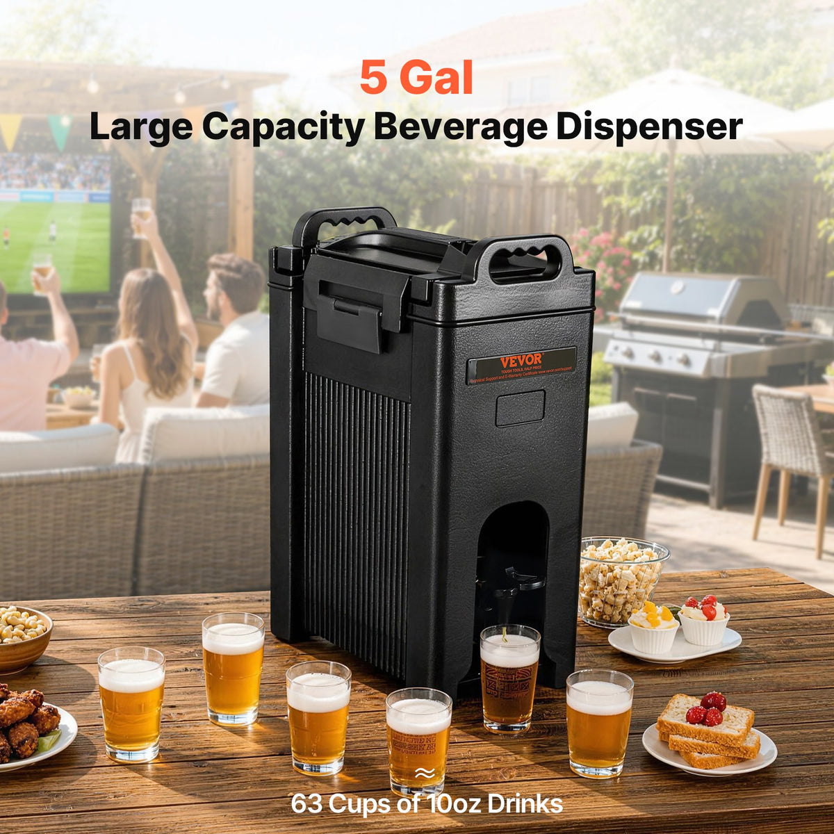 VEVOR Insulated Beverage Dispenser, 18.9 L, Food-grade LDPE Hot and Cold Beverage Server, Thermal Drink Dispenser Cooler with 2.3 cm PU Layer Two-Stage Faucet Handle, for Restaurant Drink Shop
