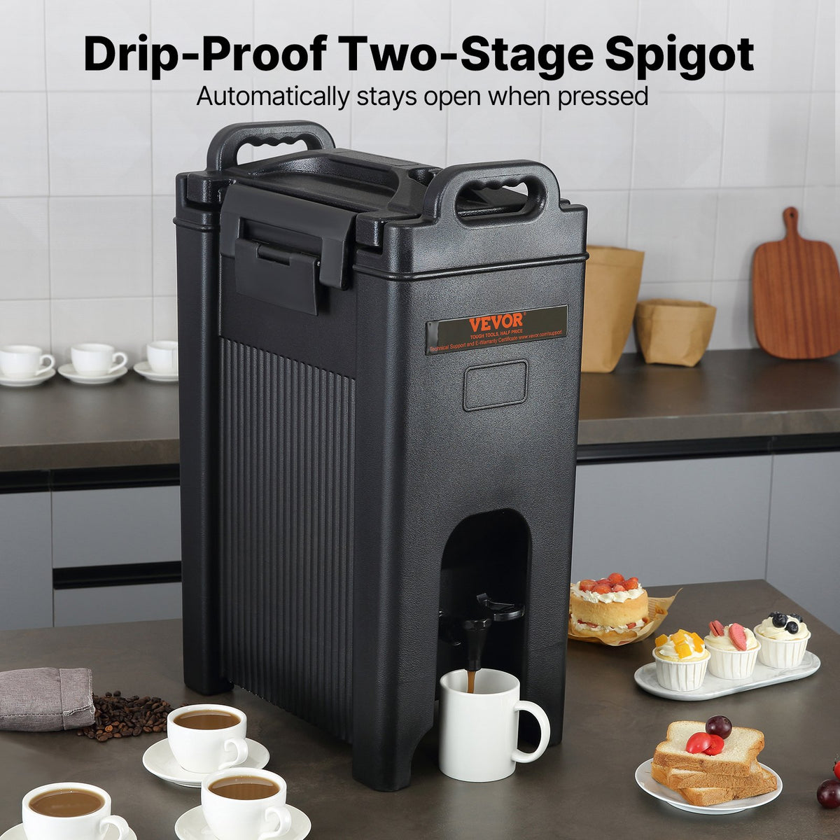 VEVOR Insulated Beverage Dispenser, 18.9 L, Food-grade LDPE Hot and Cold Beverage Server, Thermal Drink Dispenser Cooler with 2.3 cm PU Layer Two-Stage Faucet Handle, for Restaurant Drink Shop