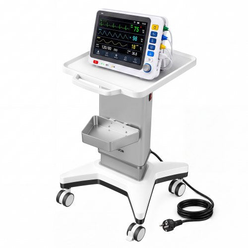 VEVOR Medical Cart 50 kg Max Load Electric Lift Medical Trolley Cart, for Clinic, Hospital, Laboratory, Stable Support, Adjustable Height, Silent Rolling Trolley with 360° Swivel Lockable Wheels