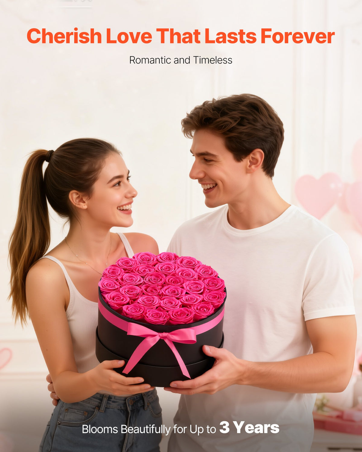 VEVOR Forever Flowers, 27 Preserved Roses in a Box, Eternal Flowers Immortal Bouquet Birthday Present for Delivery Prime Women Her Wife Mothers, Anniversary, Valentine's Day,Christmas, Rose Red