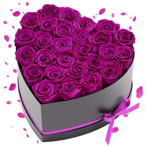 VEVOR Forever Flowers, 27 Preserved Roses in Heart Shape Box, Eternal Flowers Immortal Bouquet Birthday Present for Women Her Wife Mothers, Anniversary, Valentine's Day,Christmas, Purple