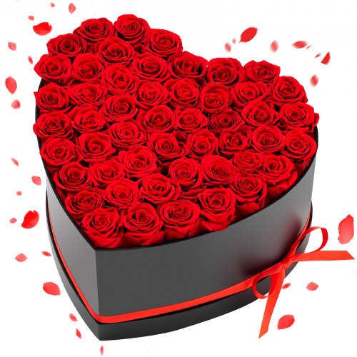 VEVOR Forever Flowers, 50 Preserved Roses in a Heart Shape Box, Eternal Flowers Immortal Bouquet Birthday Present for Delivery Prime Women Her Wife Mothers, Anniversary, Valentine's Day,Christmas, Red