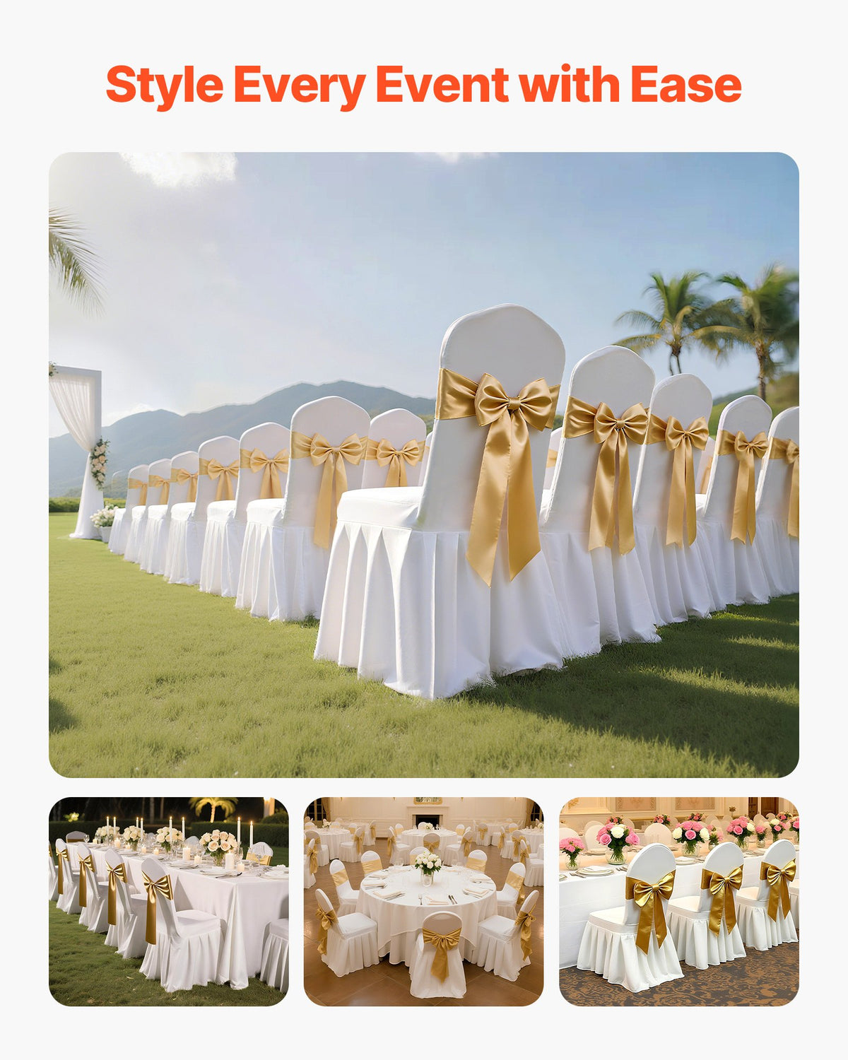 VEVOR 30 Pcs White Chair Covers, Polyester Spandex Chair Cover, Stretch Slipcovers for Wedding Party Dining Banquet Flat-Front Chair Covers, Fits Chair Measures up to 20.08 x 17.72 x 37.4 inch