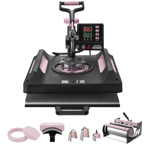 VEVOR 8 in 1 Heat Press Machine 38x38 cm 850.5 g Tumbler Press T-Shirts Black