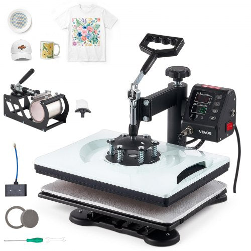 VEVOR Heat Press Machine 29 x 38 cm 5-in-1 Combo Sublimation Press Machine, Heat Up Fast and Even, Digital Precise Time and Temp Control, Multi-Function, for T-Shirts, Mugs, Tumblers, Caps, Plates