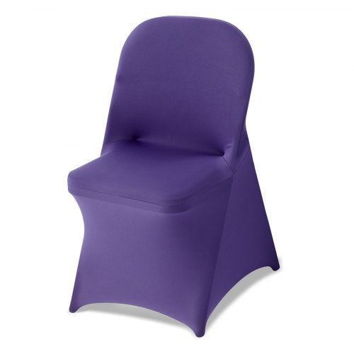 VEVOR 50 Pcs Purple Chair Covers, Polyester Spandex Chair Cover, Stretch Slipcovers for Wedding Party Dining Banquet Flat-Front Chair Covers, Fits Chair Measures up to 17.72 x 18.11 x 30.31 inch