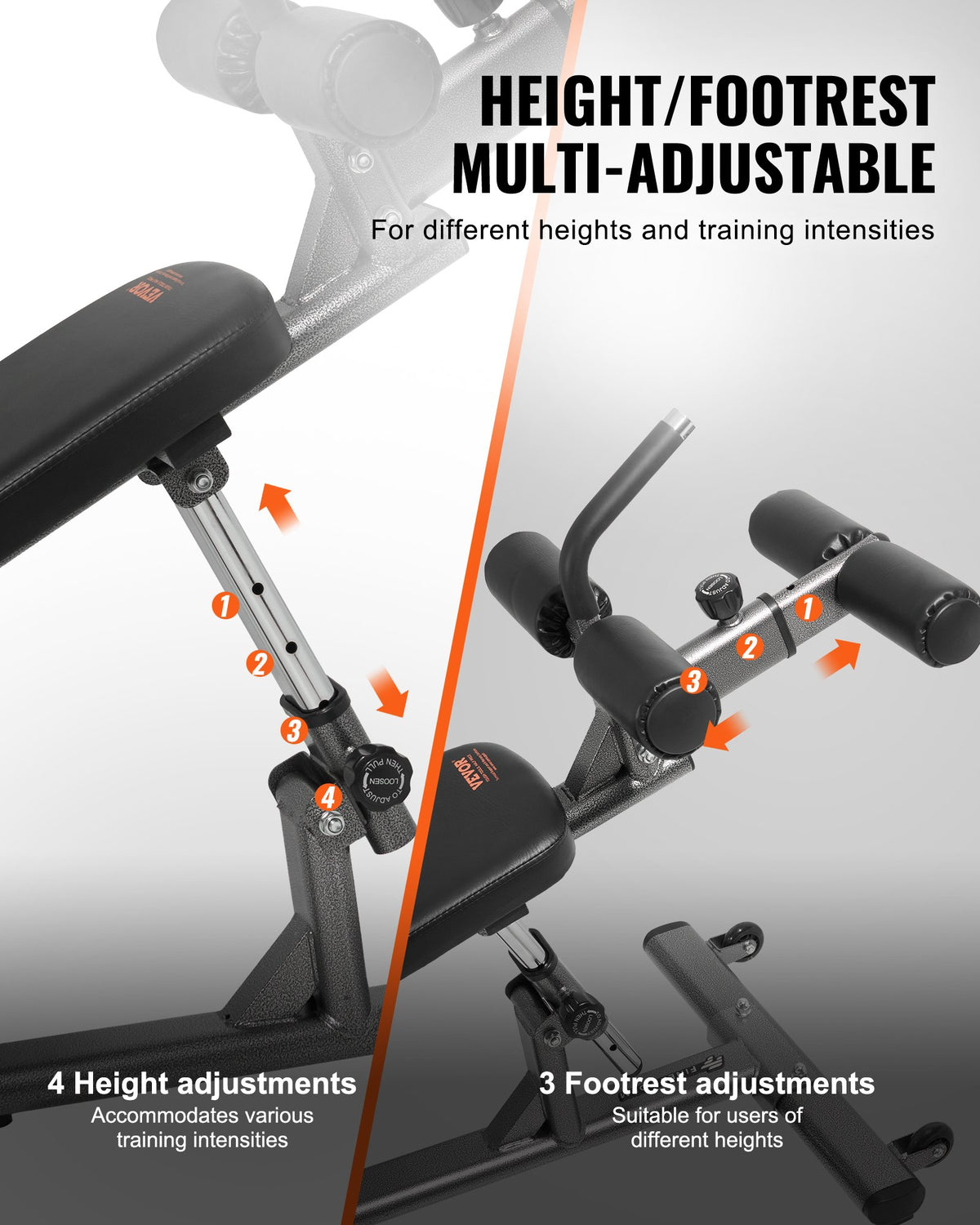VEVOR Sit Up Bench, Decline Ab Bench with Reverse Crunch Handle, with 4 Adjustable Height Settings, Heavy Duty Steel, 453 Kg Capacity, for Home Gym Workouts, Strength Training, Full Body Muscles