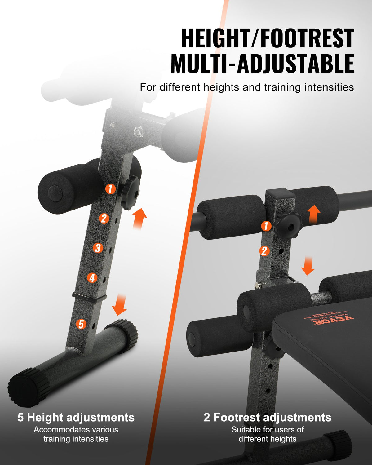 VEVOR Sit Up Bench, Folding Curved Decline Ab Bench, with 5 Adjustable Height Settings, Heavy-Duty Steel, Non-Slip Design, 226 Kg Capacity for Home Gym Workouts, Strength Training, Full Body Muscles
