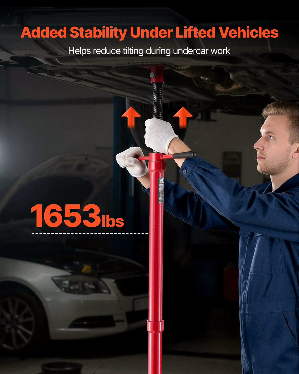 VEVOR Underhoist Support Stand, 3/4 Ton Capacity Under Hoist Jack Stand, Lifting from 1372 to 2130 mm, Bearing Mounted Spin Handle, Self-Locking Threaded Screw, Stable Base, Support Vehicle Components