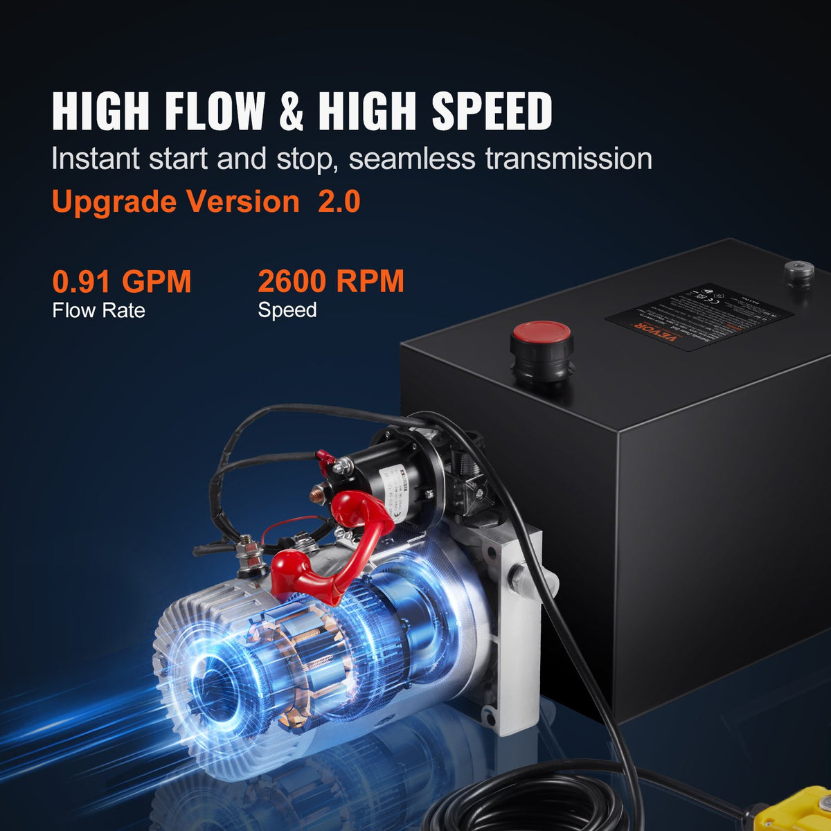 VEVOR Hydraulic Pump 4 Quart/3.8 L Single Acting Dump Trailer Pump Power Unit DC 12V