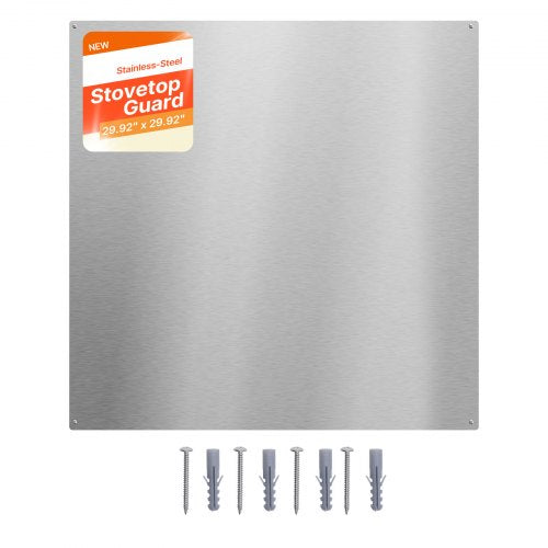 VEVOR 76x76 cm Stainless Steel Backsplash for Stove, Ultra Flat Splatter Guard, Wall Shield Range Hood Backsplash, Easy Clean Kitchen Wall Metal Panel, Pre-Drilled Holes for Easy Installation, Silver
