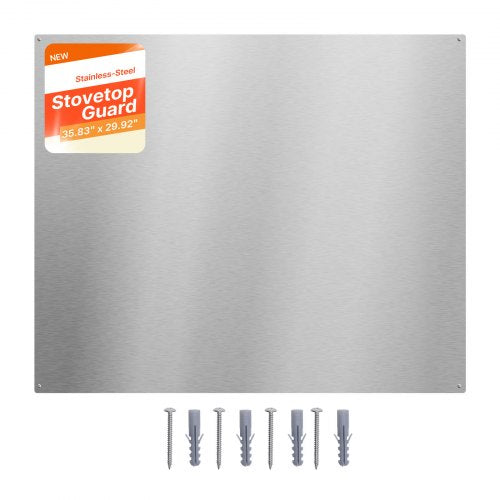 VEVOR 91x76 cm Stainless Steel Backsplash for Stove, Ultra Flat Splatter Guard, Wall Shield Range Hood Backsplash, Easy Clean Kitchen Wall Metal Panel, Pre-Drilled Holes for Easy Installation, Silver