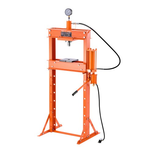 VEVOR Hydraulic Shop Press, 20 T H-Frame Pneumatic Shop Press with Press Plate, Stable Garage Floor Adjustable Hydraulic Press with Triangular Support, Fit for Bending, Straightening & Stamping