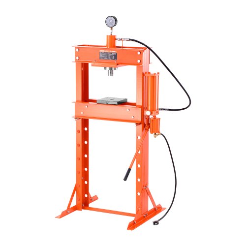 VEVOR Hydraulic Shop Press, 30 T H-Frame Pneumatic Shop Press with Press Plate & Triangular Support, Stable Garage Floor Adjustable Hydraulic Press with Relief Valve, Fit for Bending & Straightening