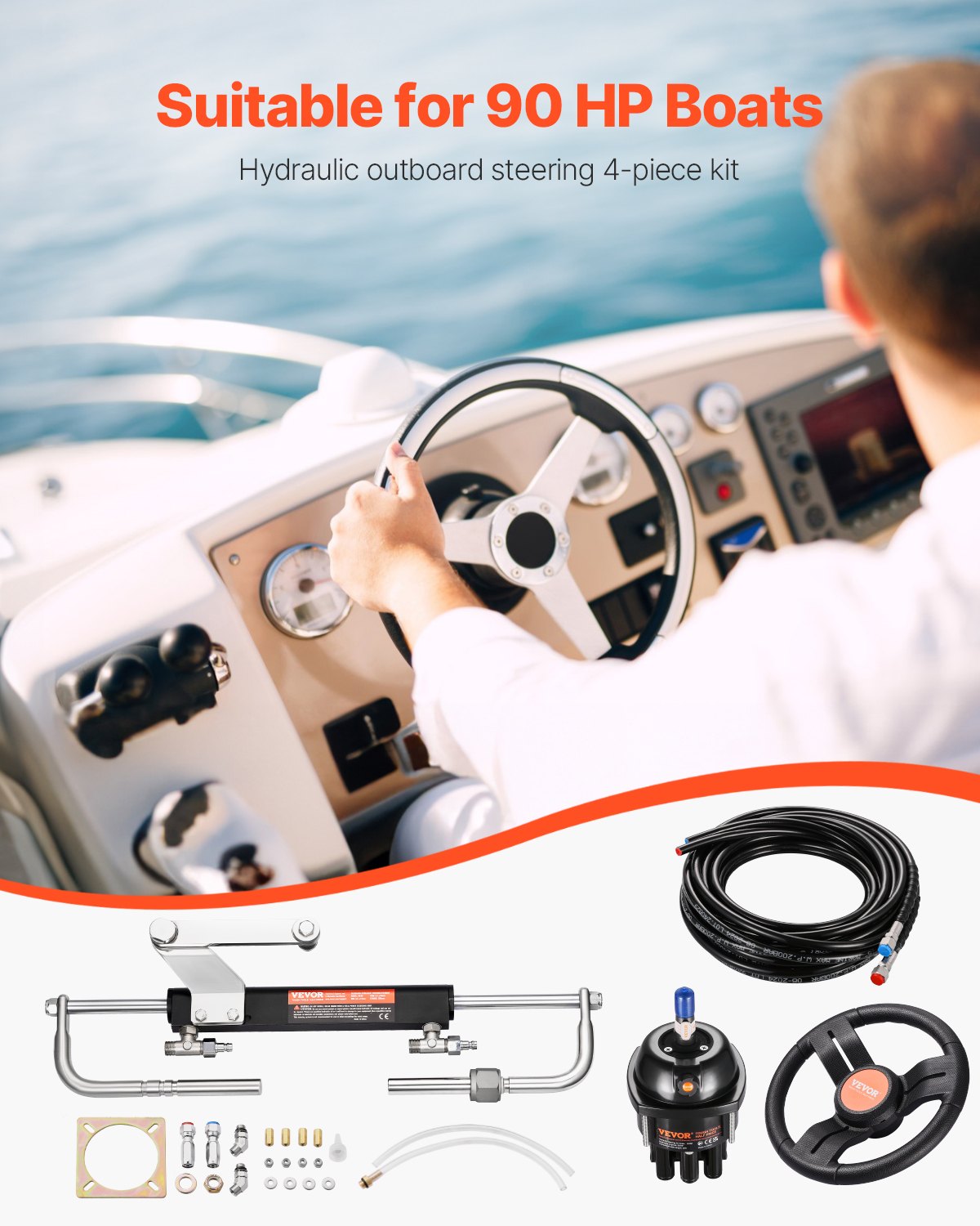 VEVOR 90HP Hydraulic Outboard Steering Kit
