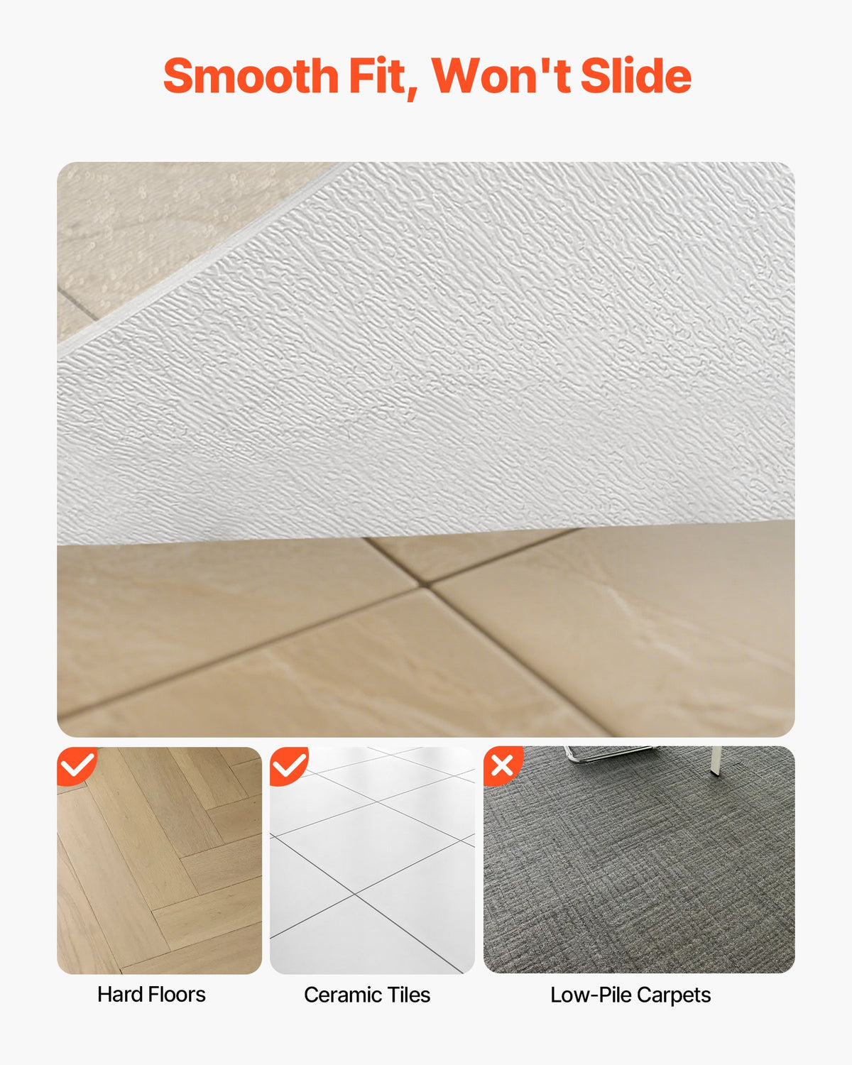 VEVOR Chair Mat, 765 x 1215 mm Transparent Office Chair Mat for Hard Floors, Floor Protector for Rolling Chairs, Non-Slip & Easy to Clean, Smooth Glide Under Desk Rug for Home Office (Rectangular)