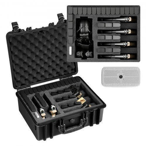 VEVOR Hard Pistol Case, Heavy Duty Hard Gun Case with XPE Foam Interior, Waterproof Pistol Storage Box with Customizable Lining & Handle for Gun, Lenses, Camera, Gear, TSA Compliant, 475x415x215 mm