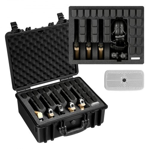 VEVOR Hard Pistol Case, Heavy Duty Hard Gun Case with XPE Foam Lining, Waterproof Pistol Storage Box with Customizable Interior & Handle for Gun, Lenses, Camera, Gear, TSA Compliant, 475x415x215 mm