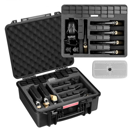 VEVOR Hard Pistol Case, Heavy Duty Hard Gun Case with XPE Foam Lining, Waterproof Pistol Storage Box with Customizable Interior & Handle for Gun, Lenses, Camera, Gear, TSA Compliant, 491x434x211 mm