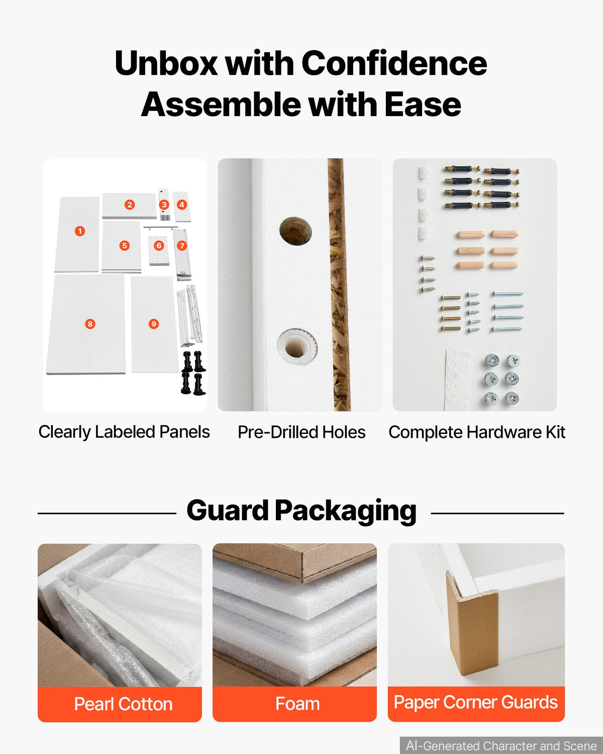 VEVOR White Shaker Base Cabinet Ready to Assemble 30cmW Unassembled Cabinet, 300x475x815 mm(W x D x H), with 1 Drawer, Soft-Close Hardware, Fine Edge Banding, for Home, Office, and Laundry Room