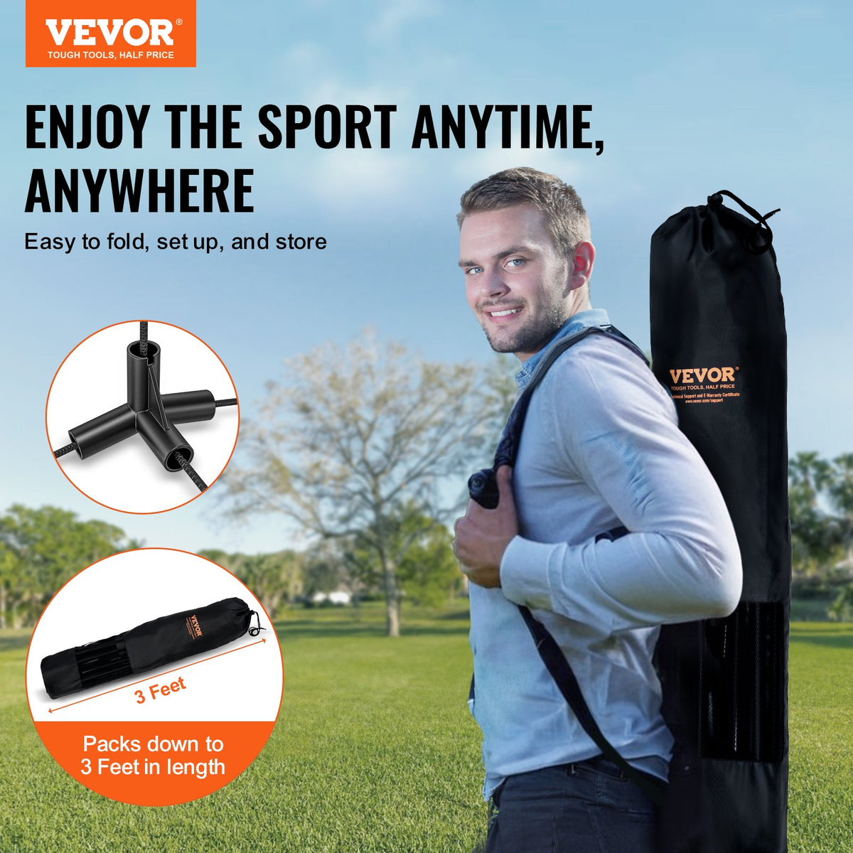 VEVOR 10ft Badminton Net Set Outdoor Portable Volleyball Pickleball Tennis Net