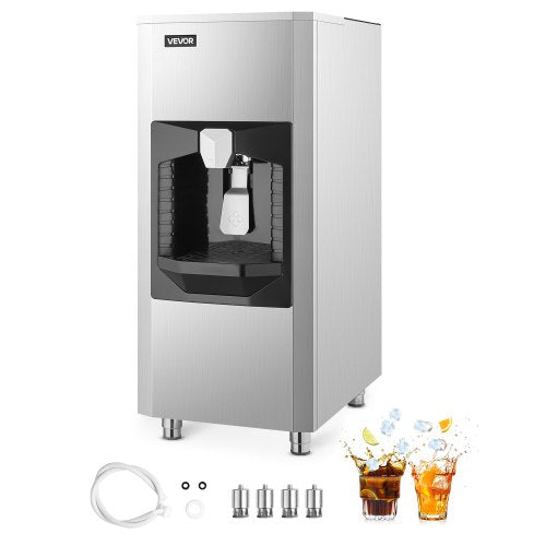 VEVOR Ice Dispenser, Ice Storage Bin with 180 Lbs Storage Capacity, 20 Lbs/Min Automatic Ice Dispensing with Crusher, Height Adjustable Feet, for Commercial Ice Maker Machine, Restaurant and Hotel
