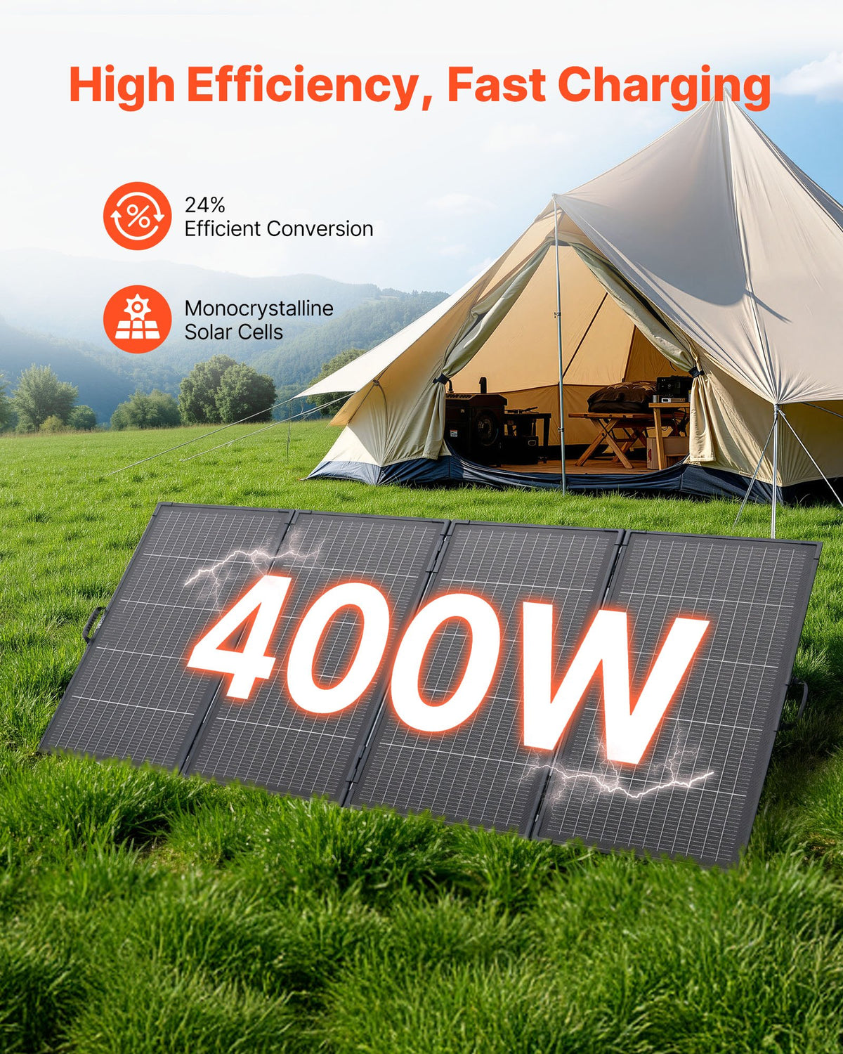 VEVOR 400W Foldable Solar Panel with Frame