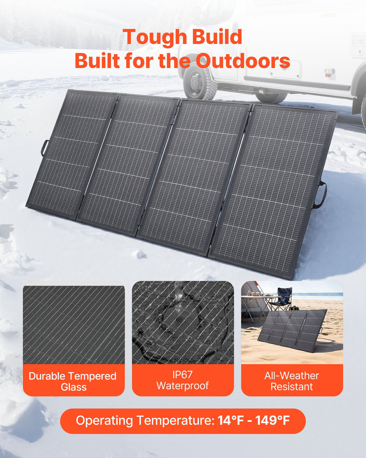 VEVOR 400W Foldable Solar Panel with Frame