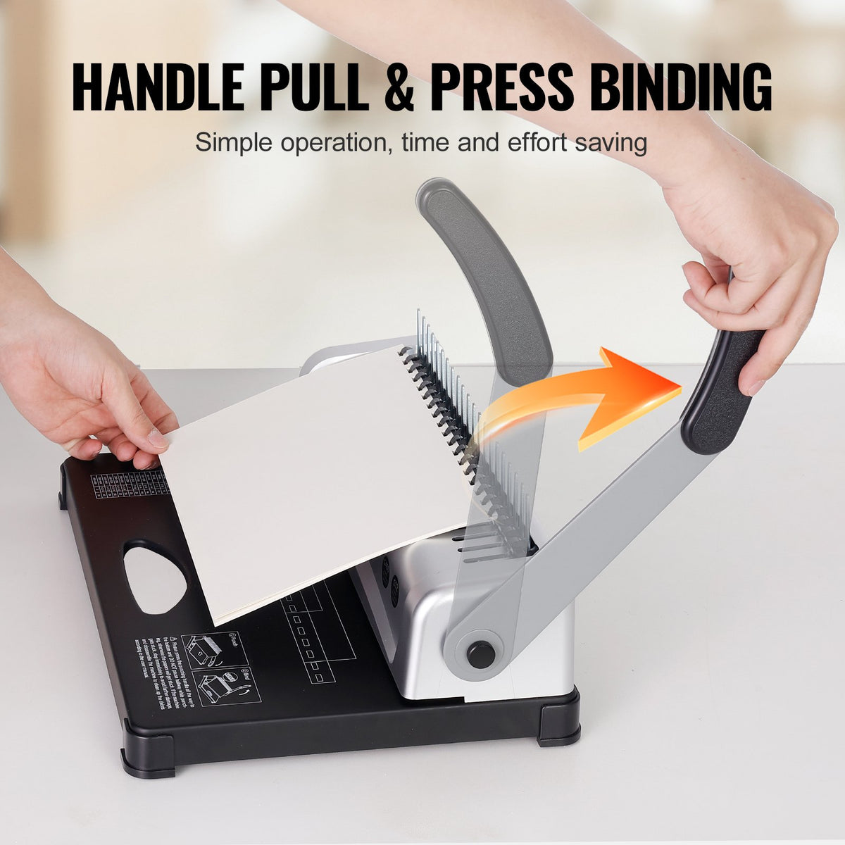 VEVOR Binding Machine, Comb Binding Machine 21-Holes Binding 450 Sheets, Book Binder Machine with 100 PCS 9.53 mm Comb Binding Spines, for Letter Size, A4, A5